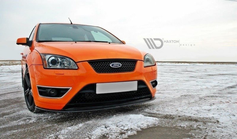 Maxton Front Ansatz V.2 für Ford Focus ST Mk2 schwarz Hochglanz FO-FO-2-ST-FD2-G