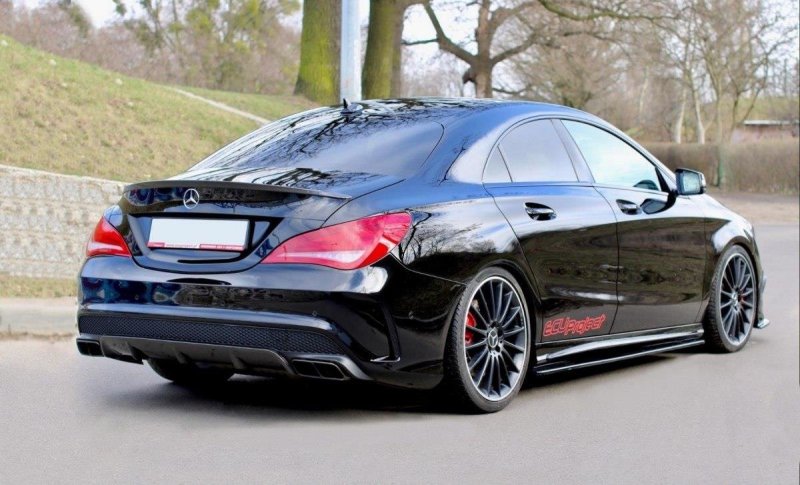 Maxton Seitenschweller Ansatz für MERCEDES CLA 45 AMG C117/A45 AMG W176 (vor Facelift) schwarz Hochglanz ME-CLA-117-AMG-SD1-G