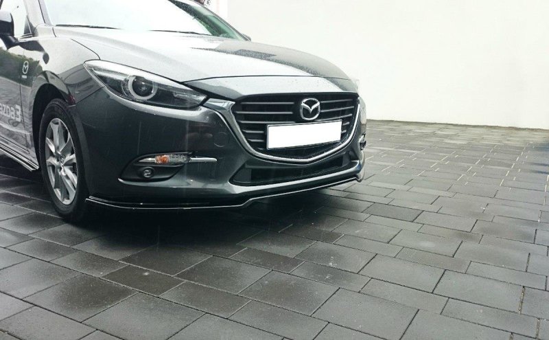 Maxton Front Ansatz für v.1 Mazda 3 BN (Mk3) Facelift schwarz Hochglanz MA-3-3F-FD1-G