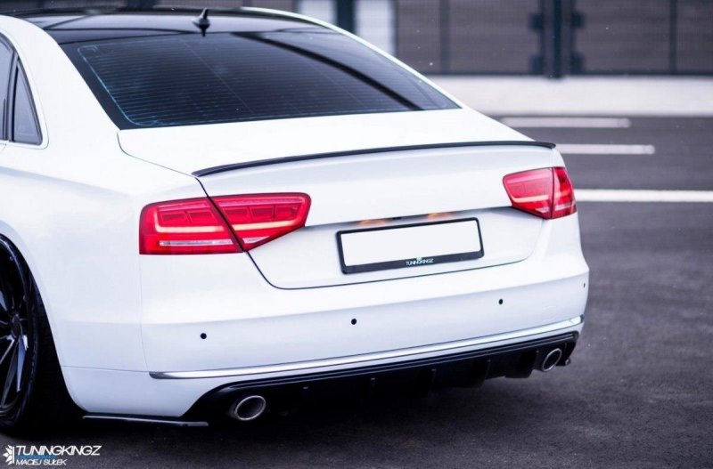 Maxton Heck Ansatz Flaps Diffusor für Audi A8 D4 schwarz Hochglanz AU-A8-D4-RSD1-G
