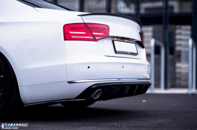 Maxton Heck Ansatz Flaps Diffusor für Audi A8 D4 schwarz Hochglanz AU-A8-D4-RSD1-G