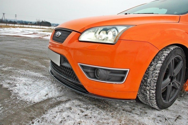 Maxton Front Ansatz V.2 für Ford Focus ST Mk2 schwarz Hochglanz FO-FO-2-ST-FD2-G