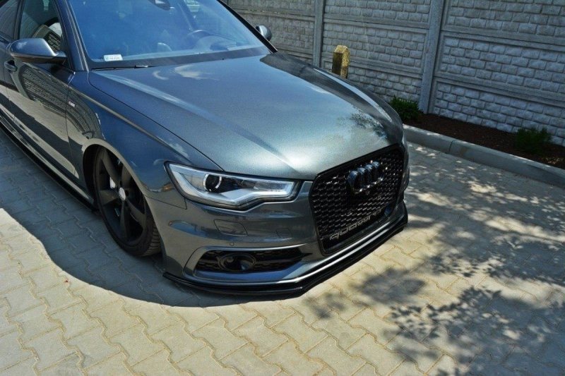 Maxton Front Ansatz V.1 für Audi S6 / A6 S-Line C7 schwarz Hochglanz AU-A6-C7-SLINE-FD1-G
