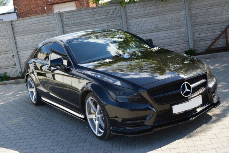 Maxton Front Ansatz für MERCEDES CLS C218 AMG LINE schwarz Hochglanz ME-CLS-218-FD1-G