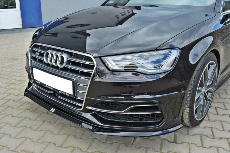 Maxton Front Ansatz für Audi S3 / A3 S-Line 8v Hatchback / Sportback schwarz Hochglanz AU-S3-3-FD2-G