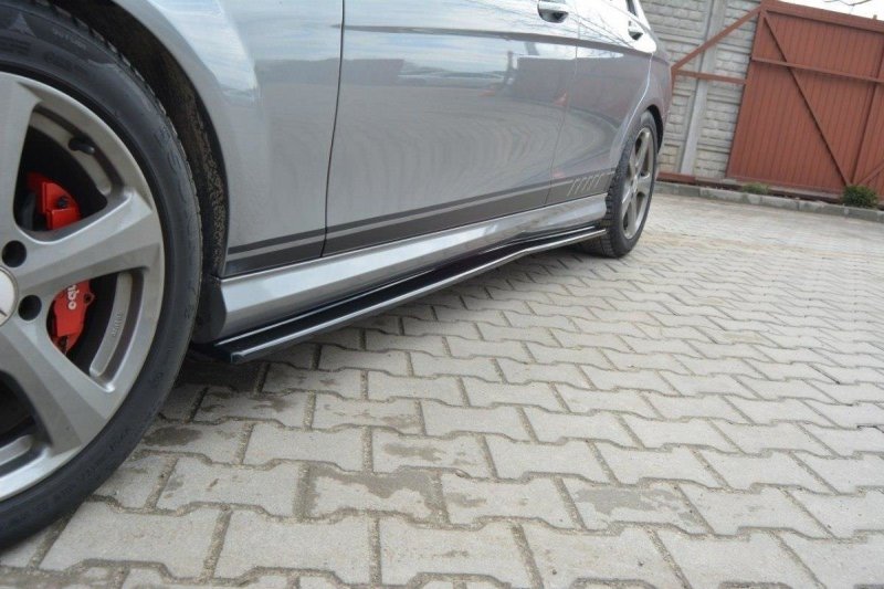 Maxton Seitenschweller Ansatz für Mercedes C W204 AMG-Line (vor Facelift) schwarz Hochglanz ME-C-204-AMGLINE-SD1-G