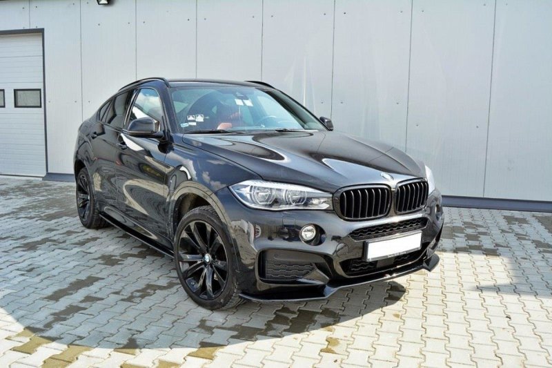 Maxton Front Ansatz für v.1 BMW X6 F16 M Paket schwarz Hochglanz BM-X6-16-MPACK-FD1-G