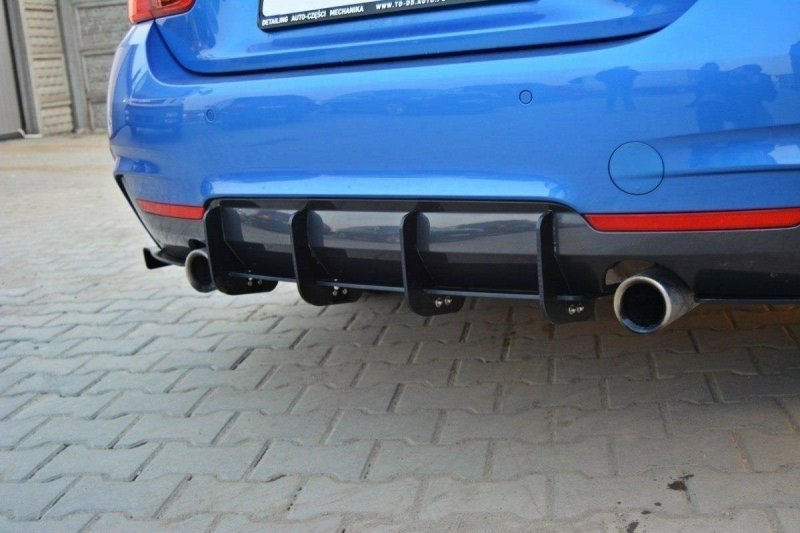 Maxton Diffusor Heck Ansatz für Heckschürze für & Heck Ansatz Flaps Diffusor für BMW 4er F32 M Paket BM-4-F32-MPACK-CNC-RS1