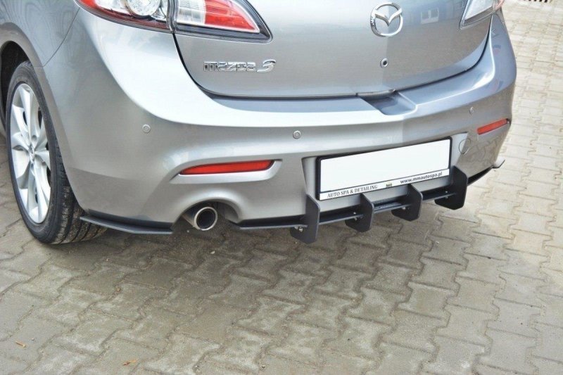 Maxton Diffusor Heck Ansatz für Heckschürze für & Heck Ansatz Flaps Diffusor für MAZDA 3 MK2 SPORT (vor Facelift) MA-3-2-SPORT-CNC-RS1