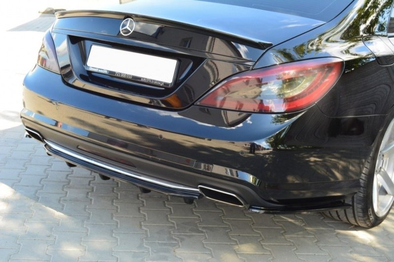 Maxton Mittlerer Diffusor Heck Ansatz für MERCEDES CLS C218 DTM LOOK AMG LINE schwarz Hochglanz ME-CLS-218-RD1+RD2-G