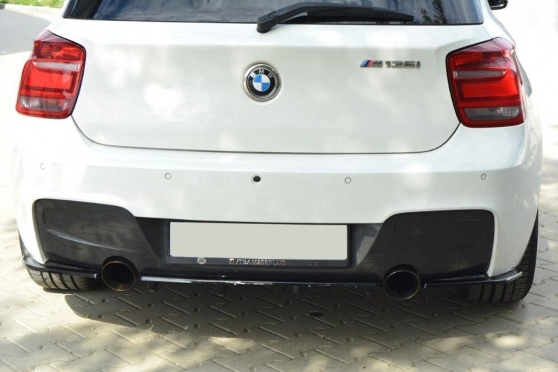 Maxton Mittlerer Diffusor Heck Ansatz für BMW 1er F20/F21 M-Power im DTM LOOK schwarz Hochglanz BM-1-F20-M-RD1+RD2-G