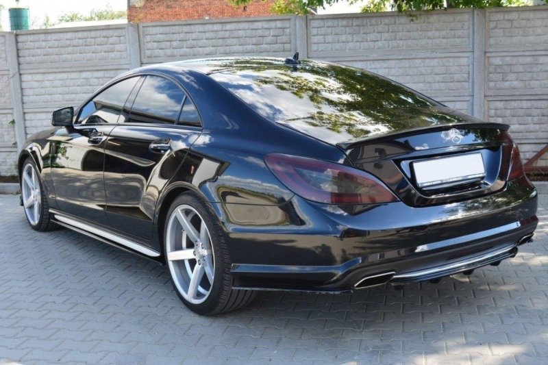 Maxton Heck Ansatz Flaps Diffusor für MERCEDES CLS C218 AMG LINE schwarz Hochglanz ME-CLS-218-RSD1-G