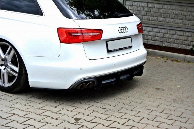 Maxton Heckschürze & Heck Ansatz Flaps Diffusor für Audi A6 S-Line C7 (auspuffendrohr 1x2) AU-A6-C7-SLINE-AV-CNC-RS1