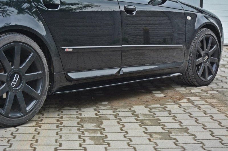 Maxton Seitenschweller Ansatz für Audi S4 / A4 / A4 S-Line B6 / B7  schwarz Hochglanz AU-S4-B6-SD1-G