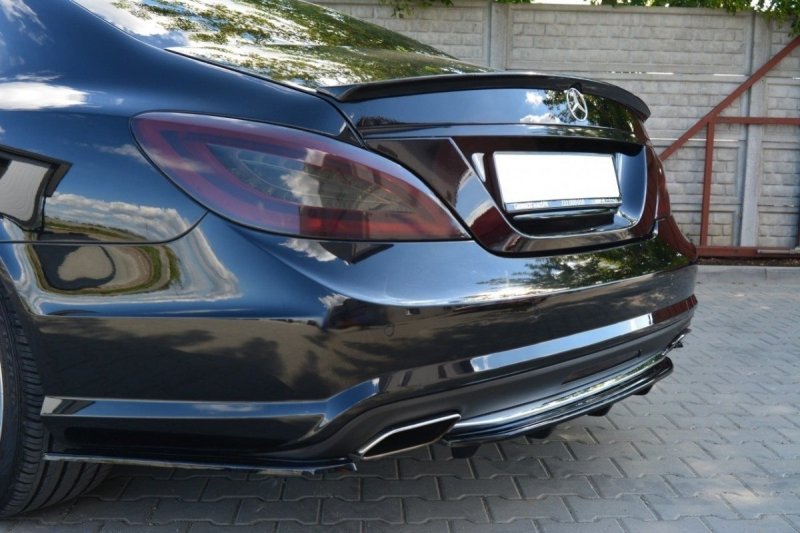 Maxton Mittlerer Diffusor Heck Ansatz für MERCEDES CLS C218 DTM LOOK AMG LINE schwarz Hochglanz ME-CLS-218-RD1+RD2-G