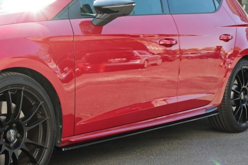 Maxton Seitenschweller Ansatz für v.2 Seat Leon Mk3 Cupra/ FR Facelift schwarz Hochglanz SE-LE-3F-CU-SD2-G