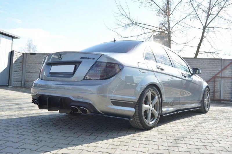 Maxton Diffusor Heck Ansatz für Heckschürze für v.1 Mercedes C W204 AMG-Line (FACELIFT) MEC204AMGLINECNC-RS2B
