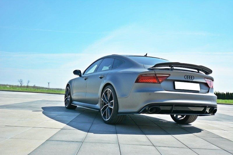 Maxton Mittlerer Diffusor Heck Ansatz für Audi RS7 Facelift schwarz Hochglanz AU-RS7-1F-RD1-G