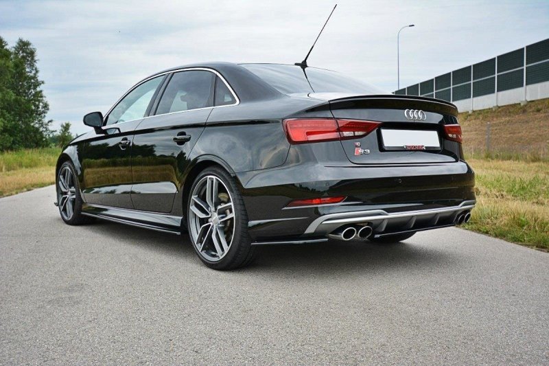 Maxton Heck Ansatz Flaps Diffusor für Audi S3 / A3 S-Line 8V FL Limousine schwarz Hochglanz AU-S3-3F-S-RSD1-G