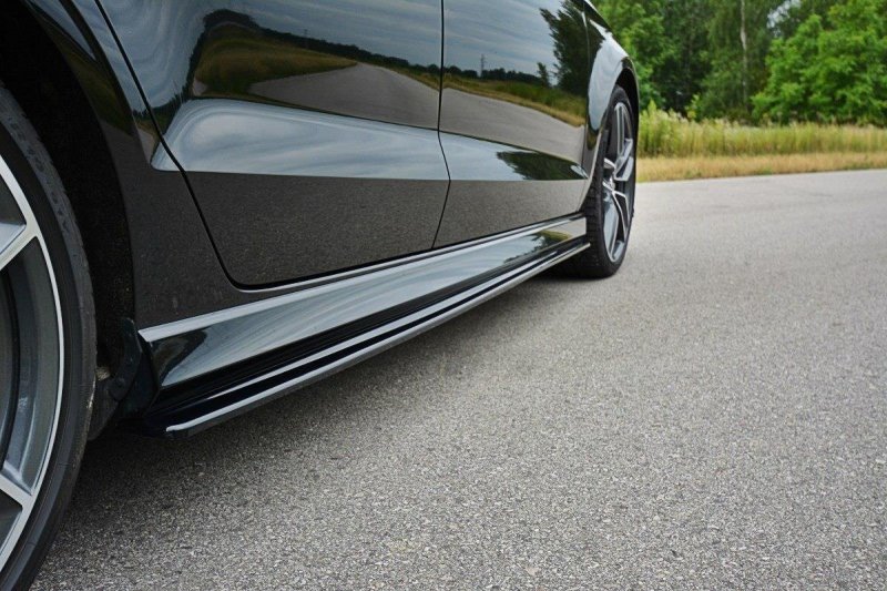 Maxton Seitenschweller Ansatz für V.1 für Audi S3 / A3 S-Line 8V / 8V FL Limousine schwarz Hochglanz AU-S3-3F-S-SD1-G