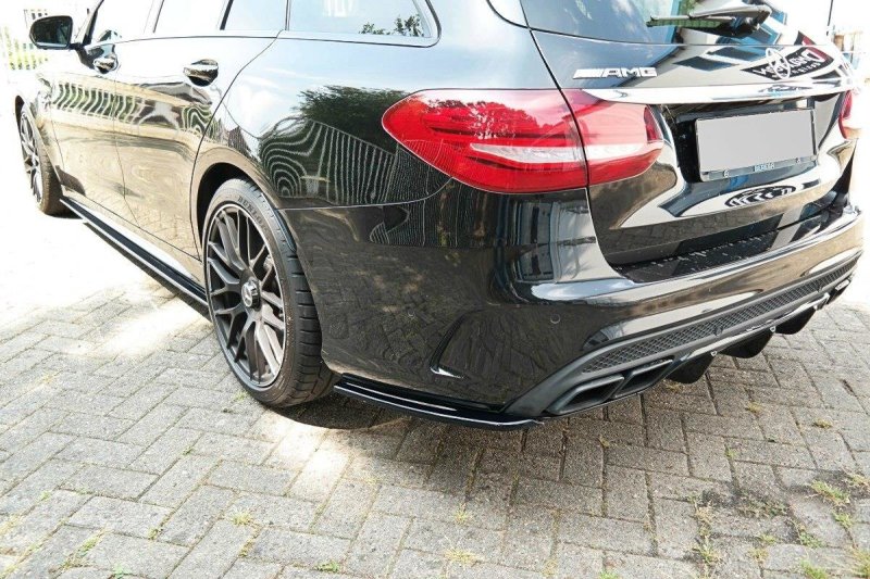 Preview: Maxton Heck Ansatz Flaps Diffusor für Mercedes C-Klasse S205 63 AMG Kombi schwarz Hochglanz ME-C-205-AMG-ES-RSD1-G