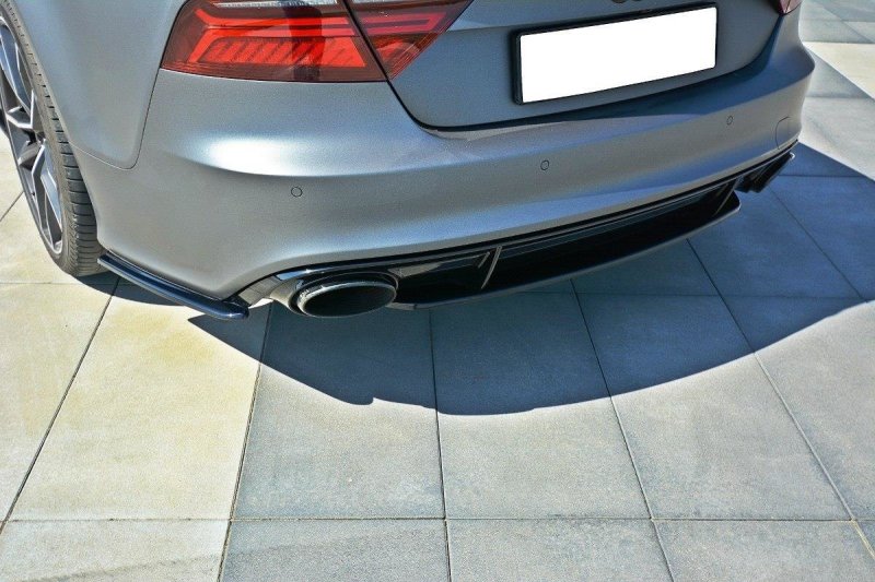 Maxton Mittlerer Diffusor Heck Ansatz für Audi RS7 Facelift schwarz Hochglanz AU-RS7-1F-RD1-G