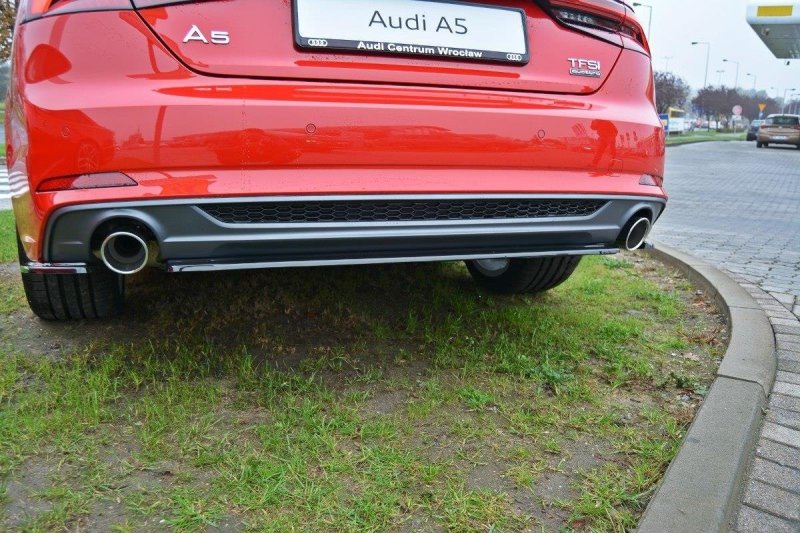 Maxton Mittlerer Diffusor Heck Ansatz für Audi A5 F5 S-Line  schwarz Hochglanz AU-A5-2-SLINE-RD1-G