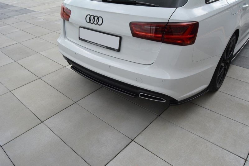 Maxton Mittlerer Diffusor Heck Ansatz für Audi A6 C7 Avant S-line Facelift schwarz Hochglanz AU-A6-C7F-SLINE-AV-RD1-G