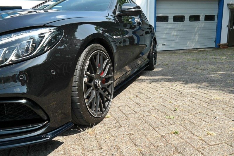 Preview: Maxton Seitenschweller Ansatz für Mercedes C-Klasse S205 63 AMG Kombi schwarz Hochglanz ME-C-205-AMG-ES-SD1-G