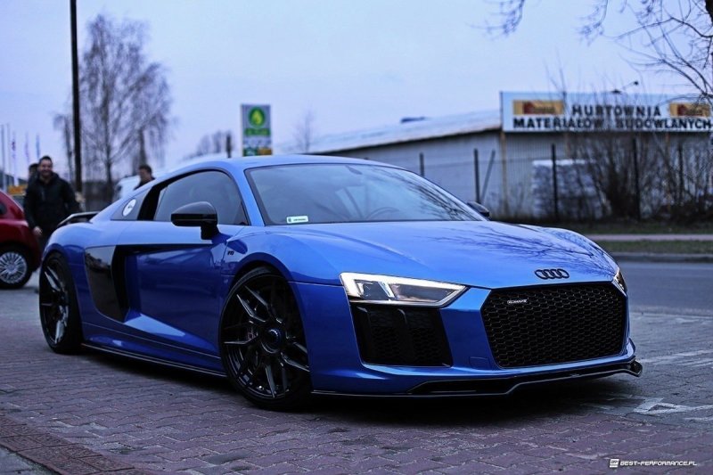 Maxton Front Ansatz V.2 für Audi R8 Mk.2 schwarz Hochglanz AU-R8-2-FD2G+FD2R-G