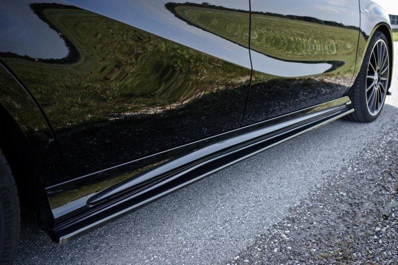 Maxton Seitenschweller Ansatz für Mercedes A W176/ CLA 117 AMG/ CLA 117 AMG LINE Facelift schwarz Hochglanz ME-CLA-117F-AMG-SD1-G