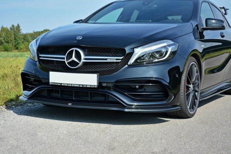 Maxton Front Ansatz V.1 für Mercedes A W176 AMG Facelift schwarz Hochglanz ME-A-176F-AMG-FD1-G