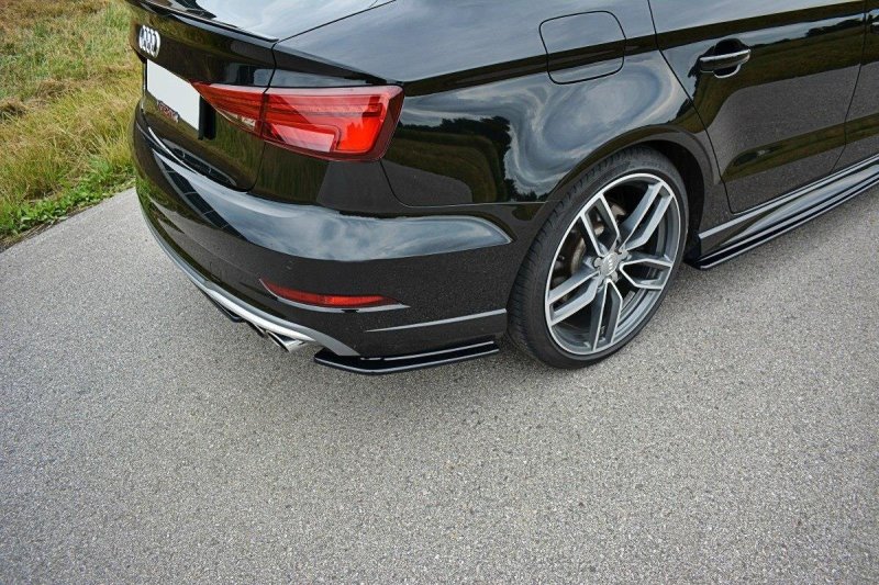 Maxton Heck Ansatz Flaps Diffusor für Audi S3 / A3 S-Line 8V FL Limousine schwarz Hochglanz AU-S3-3F-S-RSD1-G