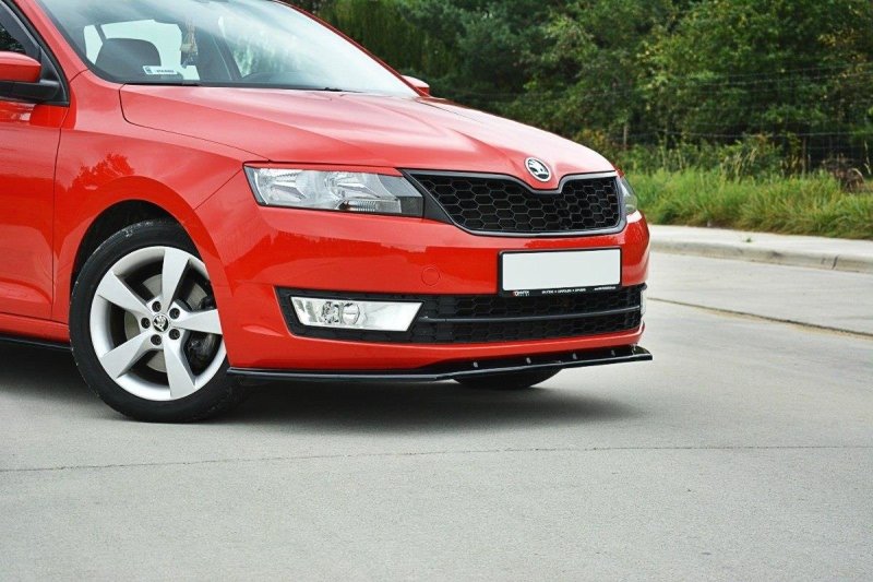 Maxton Front Ansatz V.2 für Skoda Rapid schwarz Hochglanz SK-RA-1-FD2-G