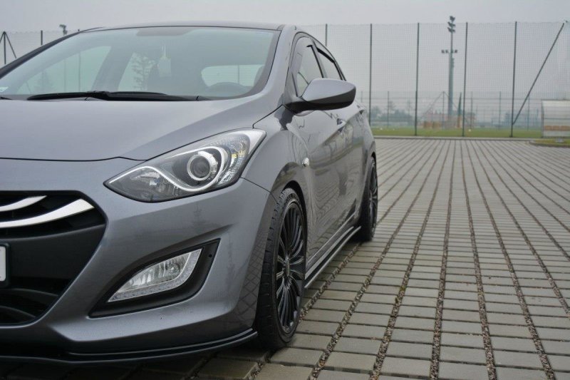 Maxton Seitenschweller Ansatz für Hyundai i30 mk.2 schwarz Hochglanz HY-I30-2-SD1-G