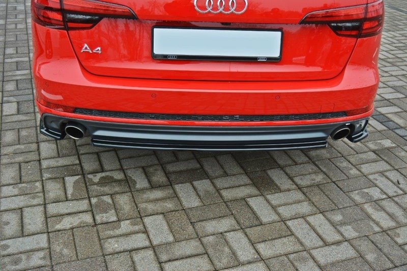 Maxton Mittlerer Diffusor Heck Ansatz für Audi A4 B9 S-Line schwarz Hochglanz AU-A4-B9-SLINE-AV-RD1-G