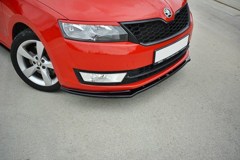 Maxton Front Ansatz V.2 für Skoda Rapid schwarz Hochglanz SK-RA-1-FD2-G