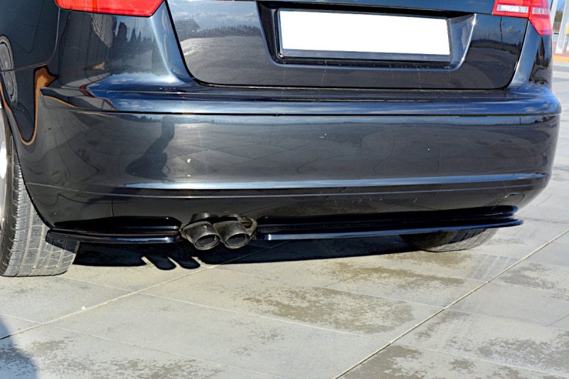 Maxton Splitter / Diffusor Heck Ansatz für Audi A3 Sportback 8P / 8P Facelift schwarz Hochglanz AU-A3-2-RSD1-G