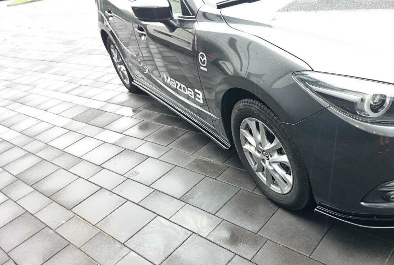 Maxton Seitenschweller Ansatz für Mazda 3 BN (Mk3) Facelift schwarz Hochglanz MA-3-3F-SD1-G