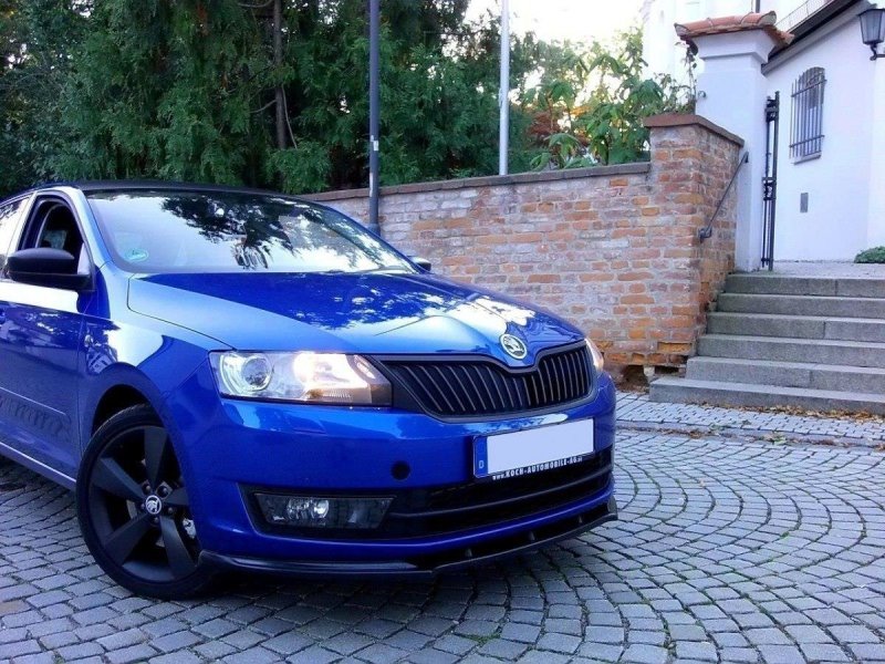 Maxton Front Ansatz V.1 für Skoda Rapid schwarz Hochglanz SK-RA-1-FD1-G