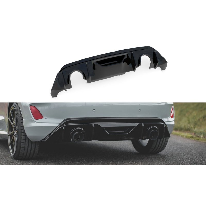 Maxton Heck Ansatz Diffusor Ford Fiesta ST Mk8 schwarz Hochglanz + Milltek Sport Auspuffverlängerung Burnt Titanium FO-FI-8-ST-RS5-G+SSXFD369+MSTIP221