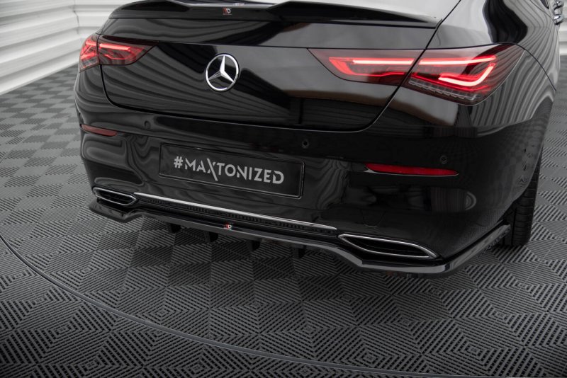 Maxton Mittlerer Cup Diffusor Heck Ansatz Mercedes-Benz CLA Coupe C118 schwarz Hochglanz ME-CLA-118-RD1G+RD2-G