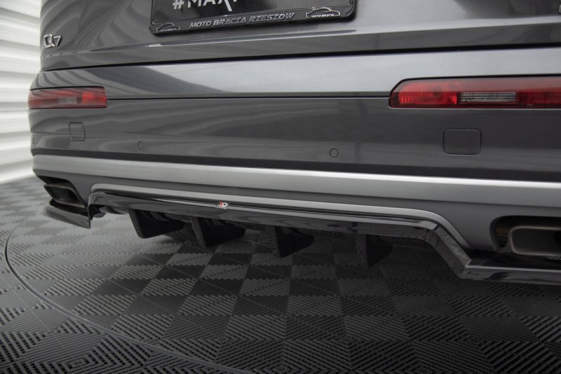 Maxton Mittlerer Cup Diffusor Heck Ansatz Audi Q7 Mk2 schwarz Hochglanz AU-Q7-2-RD1G+RD2-G