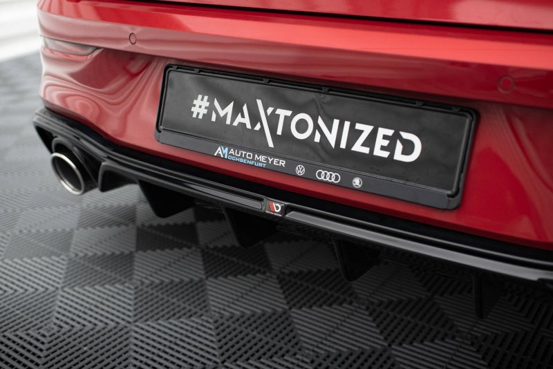 Maxton Diffusor Heck Ansatz + Endschalldampfer Sportauspuff Attrappe VW Golf GTE / R-Line Mk8 / Mk8 Facelift VW-GO-8-GTI-RS2G+RS1RG+BLACK
