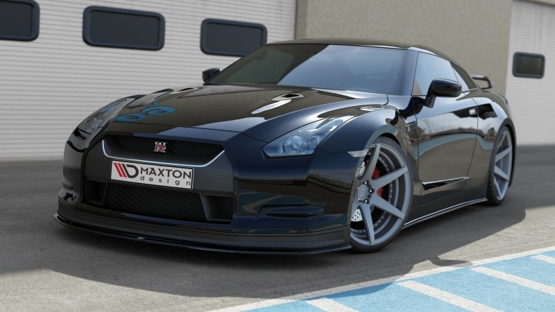 Maxton Front Ansatz V.2 für NISSAN GT-R vor Facelift COUPE (R35-SERIES) schwarz Hochglanz NI-GTR-3-FD2-G