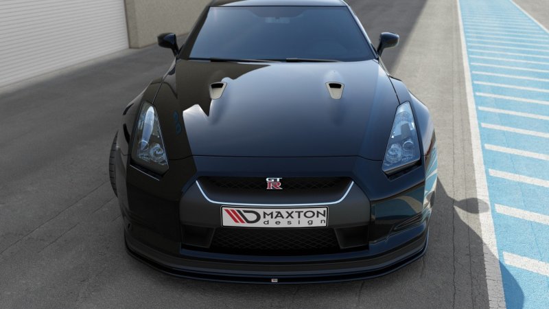 Maxton Front Ansatz V.2 für NISSAN GT-R vor Facelift COUPE (R35-SERIES) schwarz Hochglanz NI-GTR-3-FD2-G
