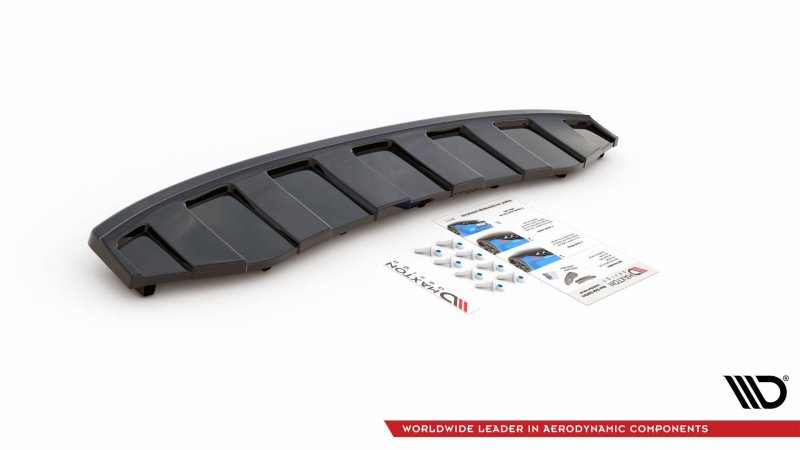 Maxton Mittlerer Diffusor Heck Ansatz für AUDI A6 C7 S-LINE AVANT AUSPUFF 2X1 im DTM LOOK Carbon Look  AU-A6-C7-SLINE-AV-RD3C+RD4-C