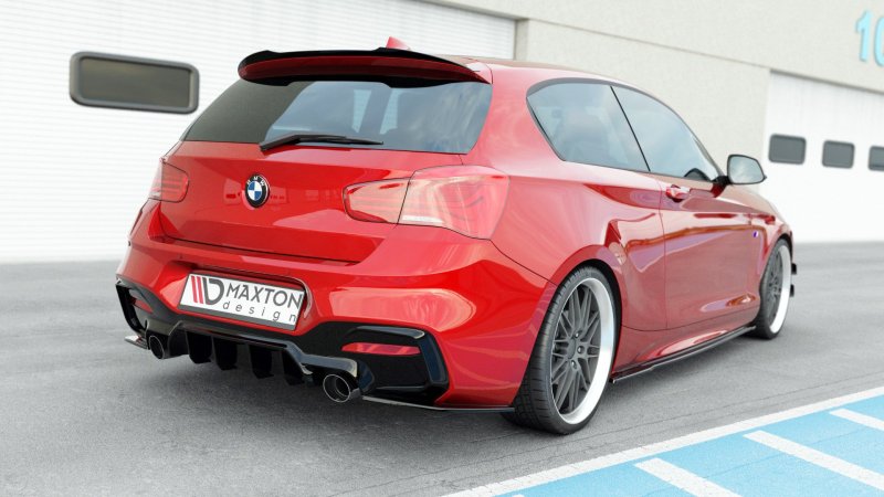 Maxton Diffusor Heck Ansatz für Bmw 1 F20/ F21 Facelift M-Power schwarz Hochglanz BM-1-F20F-M-RS1-G