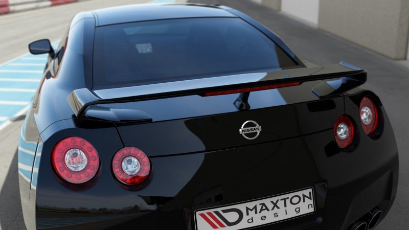 Maxton Spoiler CAP für NISSAN GT-R vor Facelift COUPE (R35-SERIES) (2007-2010) schwarz Hochglanz NI-GTR-3-CAP1-G
