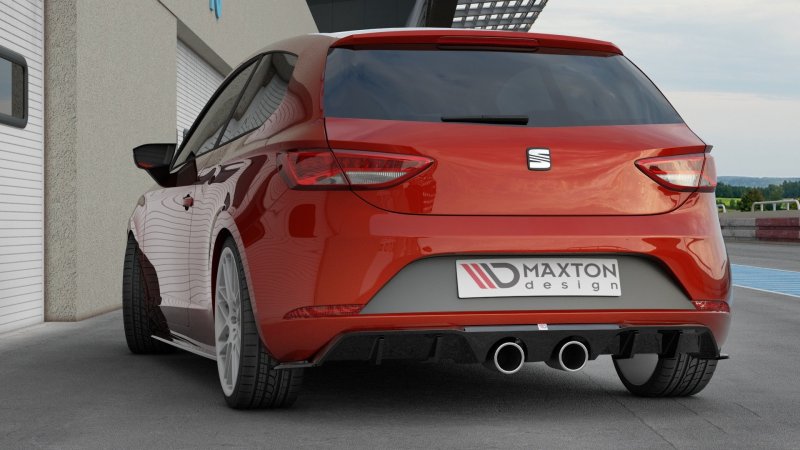 Maxton Diffusor Heck Ansatz V.2 für Seat Leon Cupra Mk3 FL Hatchback schwarz Hochglanz SE-LE-3F-CU-RS2-G
